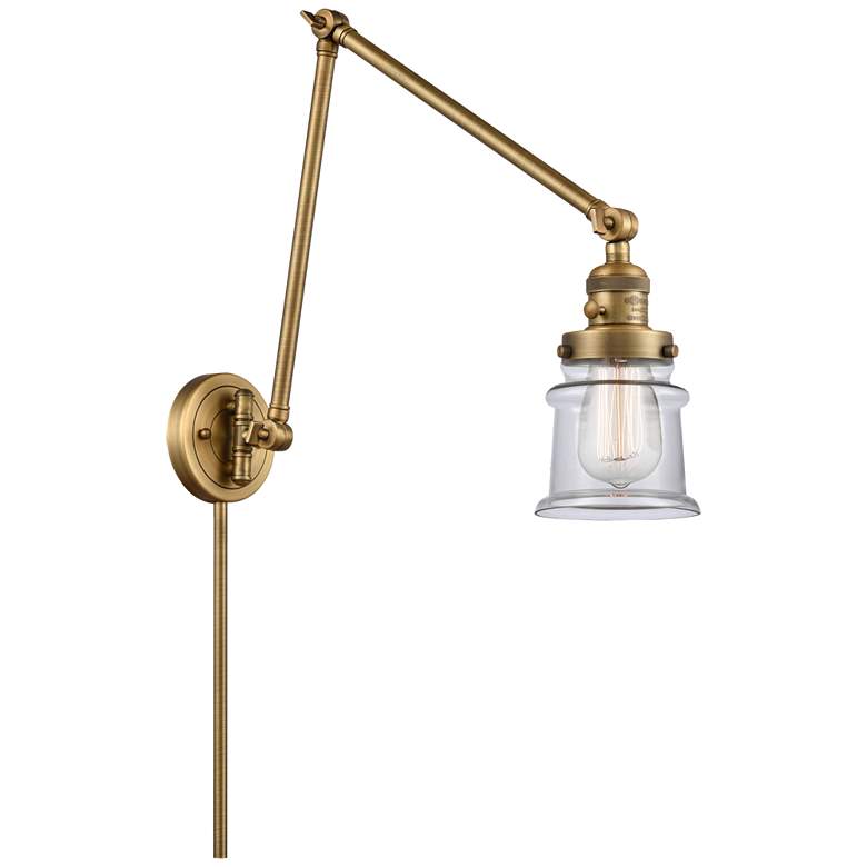 Image 1 Canton 30" High Brushed Brass Double Extension Swing Arm w/ Clear Shad