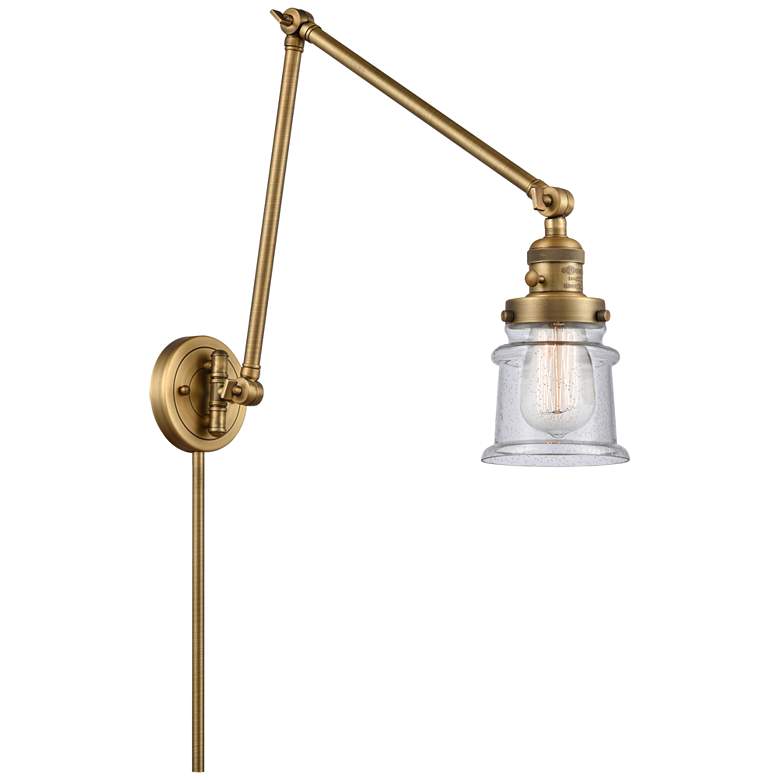 Image 1 Canton 30" High Brushed Brass Double Extension Swing Arm w/ Seedy Shad