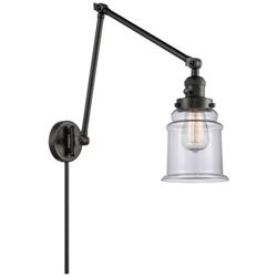 Canton 30" High Matte Black Double Extension Swing Arm w/ Clear Shade