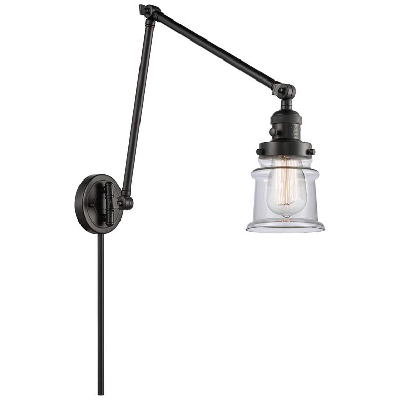Image 1 Canton 30" High Matte Black Double Extension Swing Arm w/ Clear Shade
