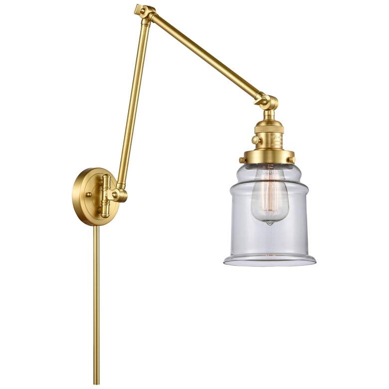 Image 1 Canton 30" High Satin Gold Double Extension Swing Arm w/ Clear Shade