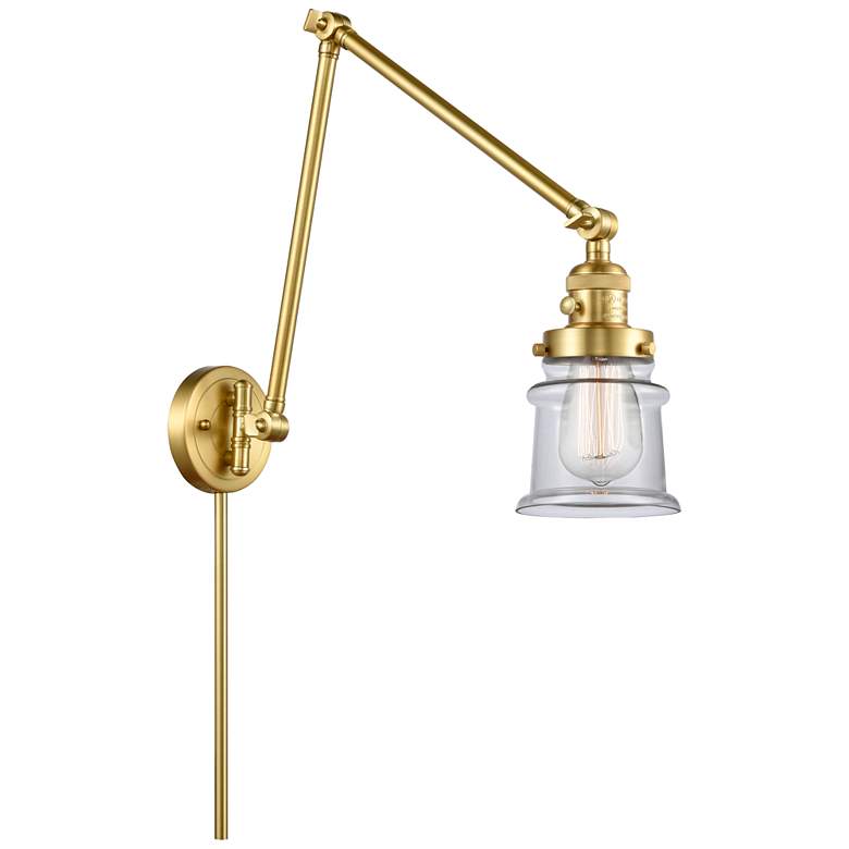 Image 1 Canton 30" High Satin Gold Double Extension Swing Arm w/ Clear Shade