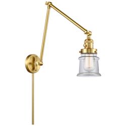 Canton 30" High Satin Gold Double Extension Swing Arm w/ Clear Shade