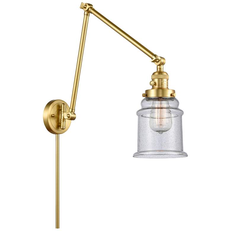 Image 1 Canton 30" High Satin Gold Double Extension Swing Arm w/ Seedy Shade
