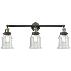 Canton 30" Wide 3 Light Black Brass Bath Vanity Light w/ Clear Shade