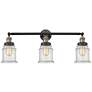Canton 30" Wide 3 Light Black Brass Bath Vanity Light w/ Seedy Shade