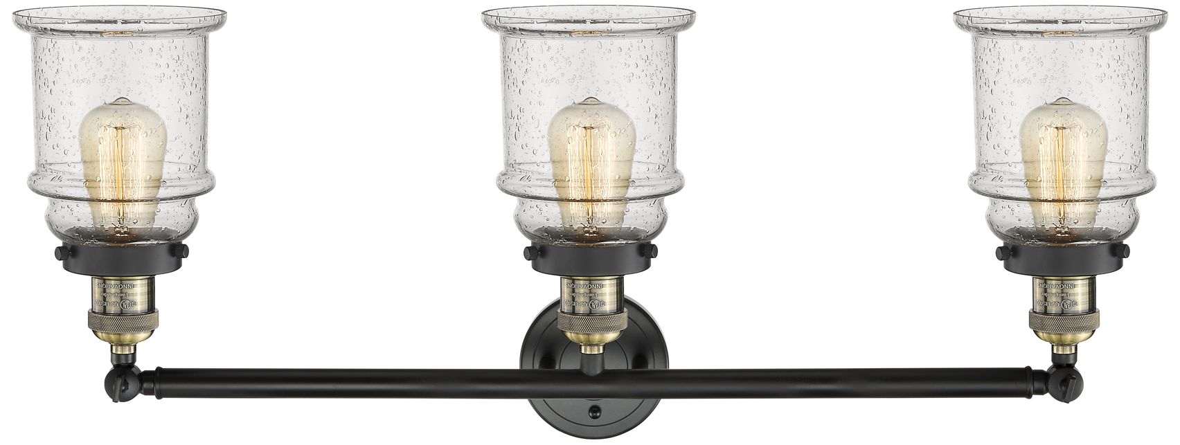 Image 2 Canton 30" Wide 3 Light Black Brass Bath Vanity Light w/ Seedy Shade more views