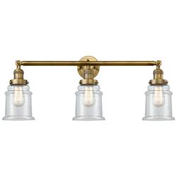 Canton 30" Wide 3 Light Brushed Brass Bath Vanity Light w/ Clear Shade