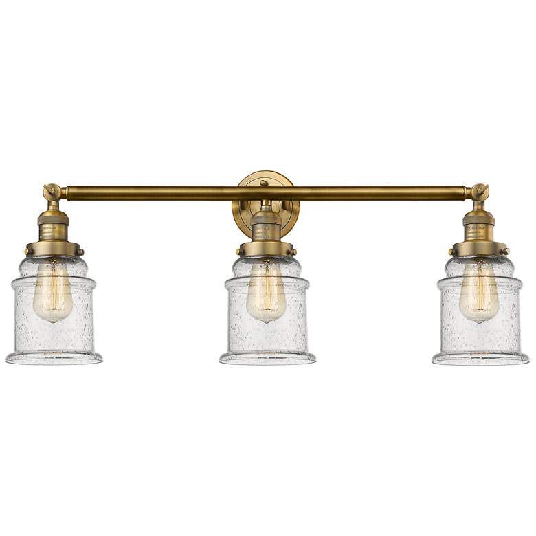 Image 1 Canton 30" Wide 3 Light Brushed Brass Bath Vanity Light w/ Seedy Shade