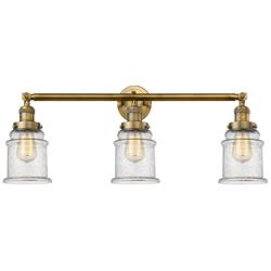 Canton 30" Wide 3 Light Brushed Brass Bath Vanity Light w/ Seedy Shade