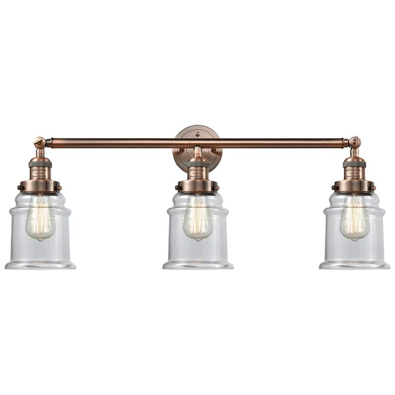 Image 1 Canton 30" Wide 3 Light Copper Bath Vanity Light w/ Clear Shade