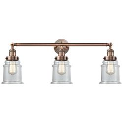Canton 30" Wide 3 Light Copper Bath Vanity Light w/ Clear Shade