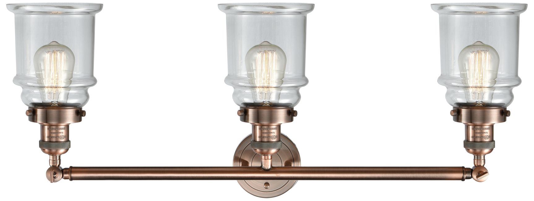 Image 2 Canton 30" Wide 3 Light Copper Bath Vanity Light w/ Clear Shade more views