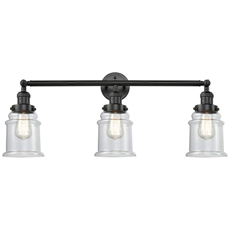 Image 1 Canton 30" Wide 3 Light Matte Black Bath Vanity Light w/ Clear Shade