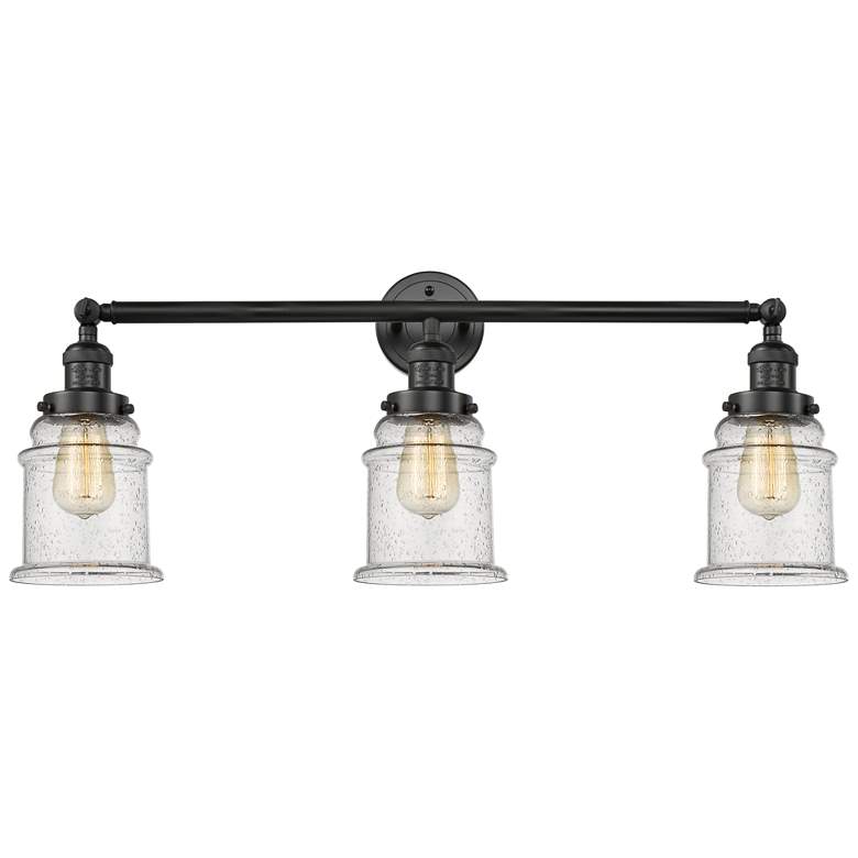 Image 1 Canton 30" Wide 3 Light Matte Black Bath Vanity Light w/ Seedy Shade
