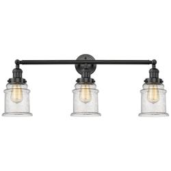 Canton 30" Wide 3 Light Matte Black Bath Vanity Light w/ Seedy Shade