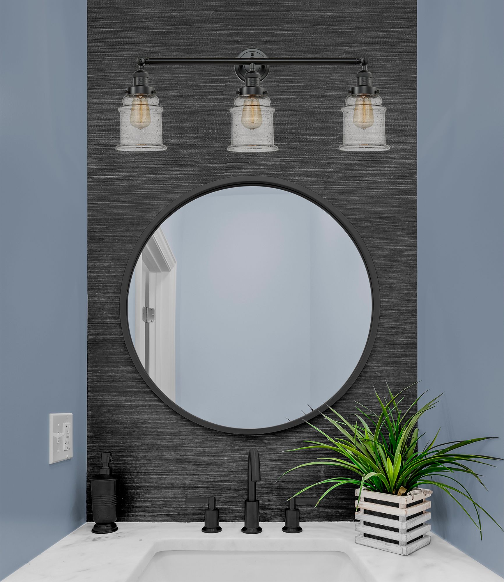 Image 3 Canton 30" Wide 3 Light Oil Rubbed Bronze Bath Vanity Light w/ Seedy S more views