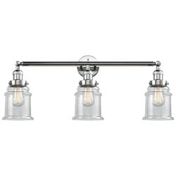 Canton 30" Wide 3 Light Polished Chrome Bath Vanity Light w/ Clear Sha