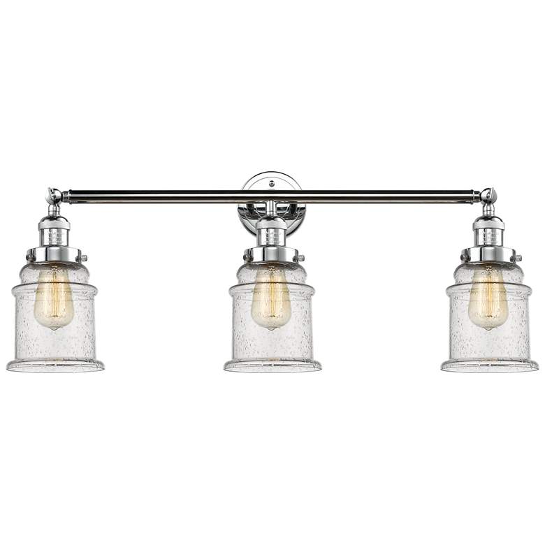 Image 1 Canton 30" Wide 3 Light Polished Chrome Bath Vanity Light w/ Seedy Sha
