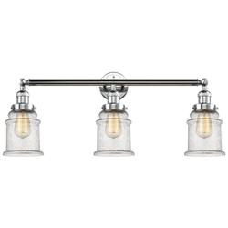 Canton 30" Wide 3 Light Polished Chrome Bath Vanity Light w/ Seedy Sha