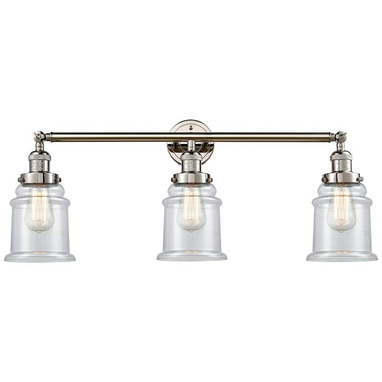 Image 1 Canton 30" Wide 3 Light Polished Nickel Bath Vanity Light w/ Clear Sha