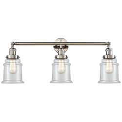 Canton 30" Wide 3 Light Polished Nickel Bath Vanity Light w/ Clear Sha