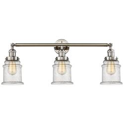 Canton 30" Wide 3 Light Polished Nickel Bath Vanity Light w/ Seedy Sha