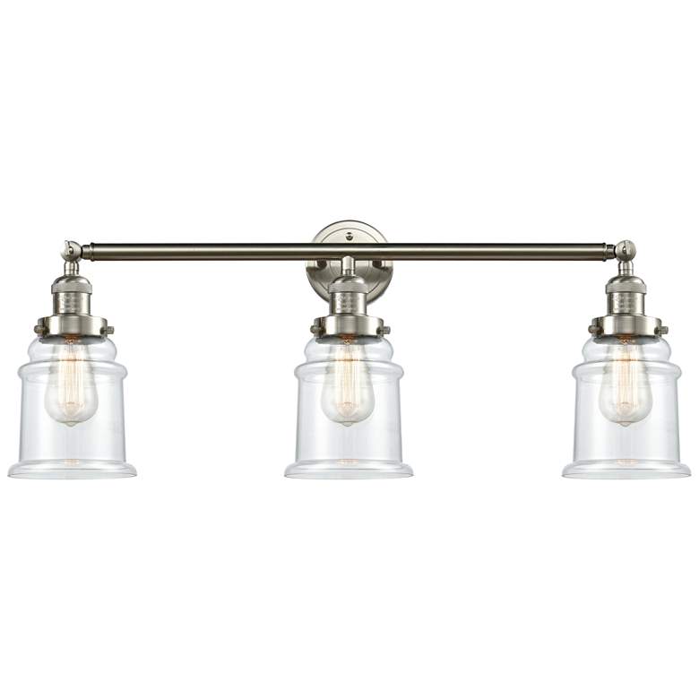Image 1 Canton 30"W 3 Light Brushed Satin Nickel Bath Vanity Light w/ Clear Sh
