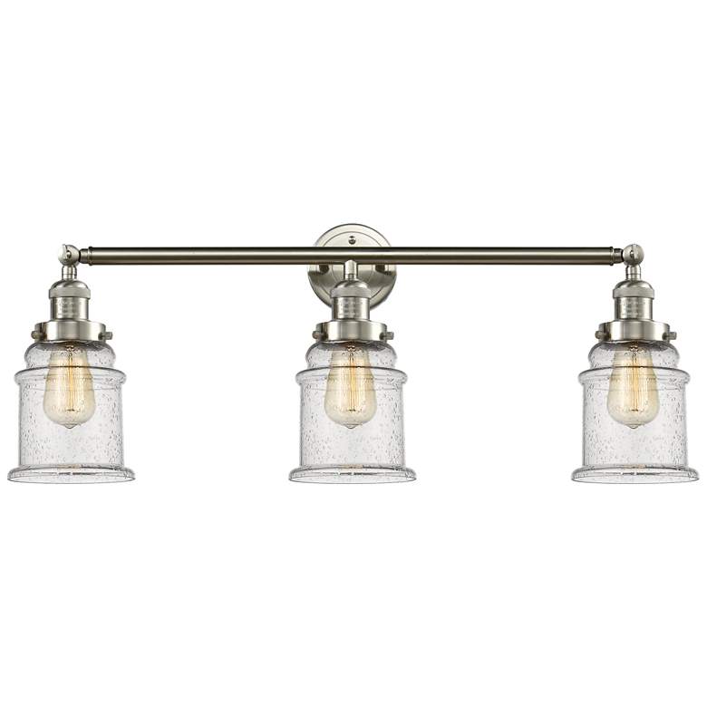 Image 1 Canton 30"W 3 Light Brushed Satin Nickel Bath Vanity Light w/ Seedy Sh