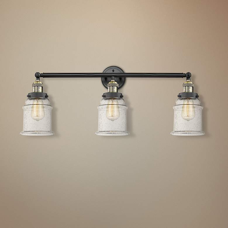 Image 1 Canton 30"W Black and Brass 3-Light Adjustable Bath Light