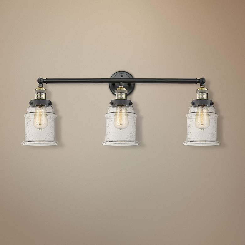 Image 1 Canton 30 inchW Black and Brass 3-Light Adjustable Bath Light