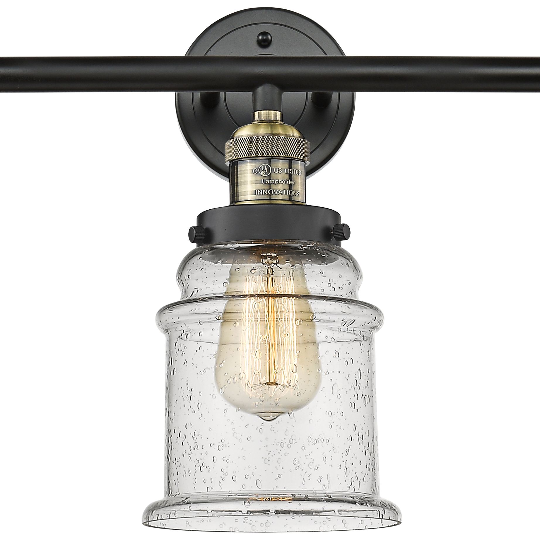 Image 3 Canton 30"W Black and Brass 3-Light Adjustable Bath Light more views