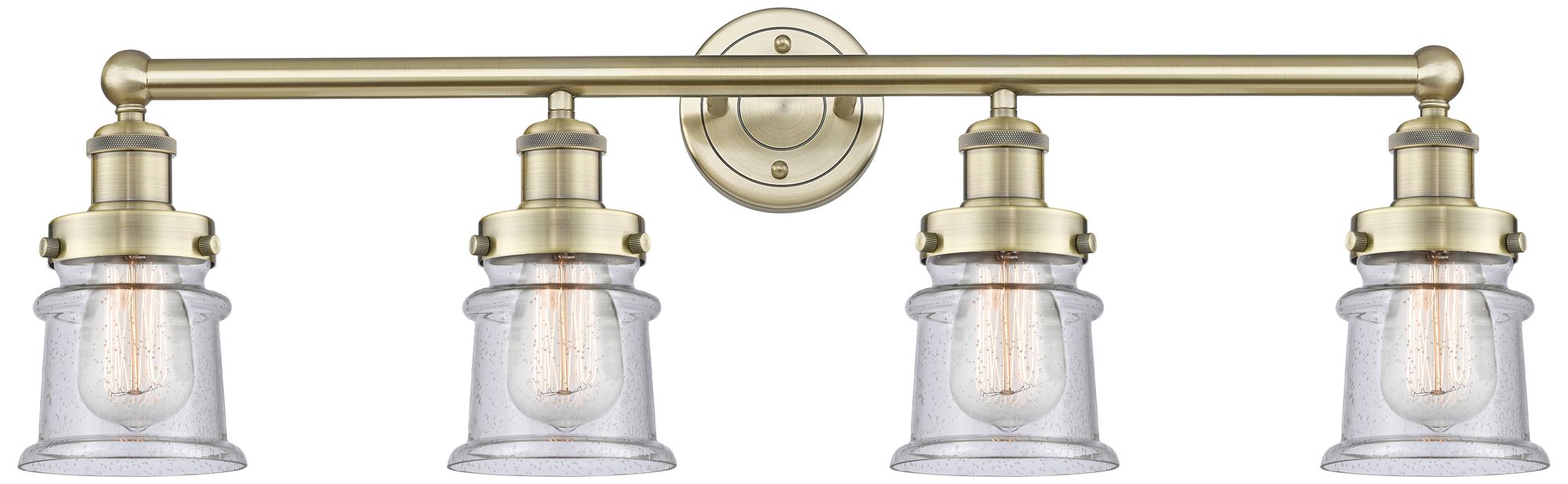 Canton 32.25" Wide 4 Light Antique Brass Bath Vanity Light With Seedy