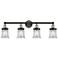 Canton 32.25" Wide 4 Light Black Brass Bath Vanity Light With Clear Sh