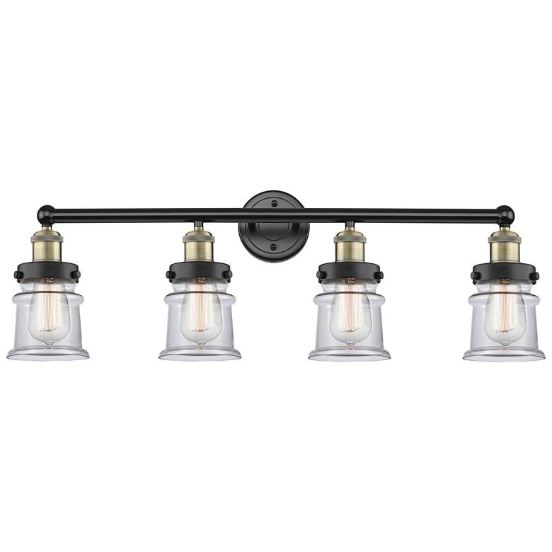 Image 1 Canton 32.25 inch Wide 4 Light Black Brass Bath Vanity Light With Clear Sh