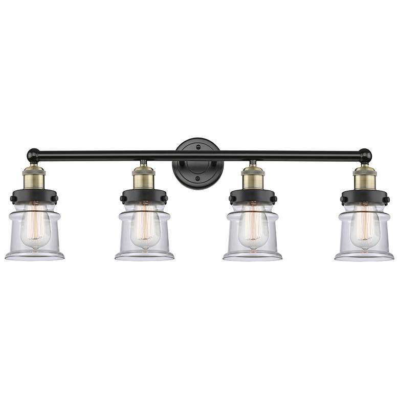 Image 1 Canton 32.25" Wide 4 Light Black Brass Bath Vanity Light With Clear Sh
