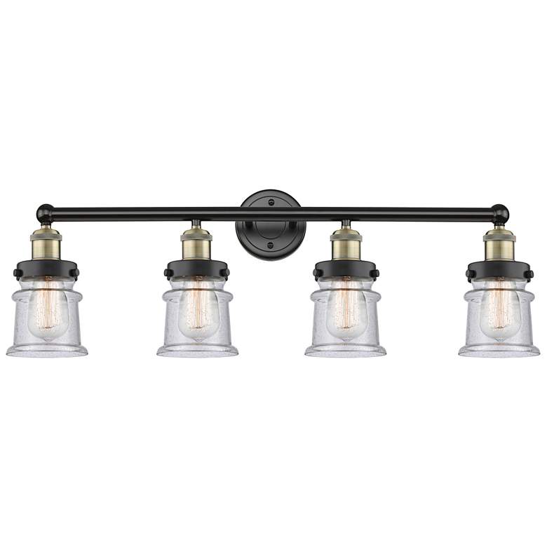 Image 1 Canton 32.25" Wide 4 Light Black Brass Bath Vanity Light With Seedy Sh