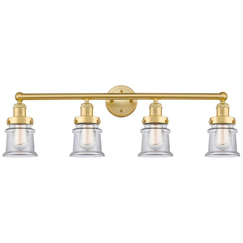 Image 1 Canton 32.25" Wide 4 Light Satin Gold Bath Vanity Light With Clear Sha