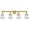 Canton 32.25" Wide 4 Light Satin Gold Bath Vanity Light With Clear Sha