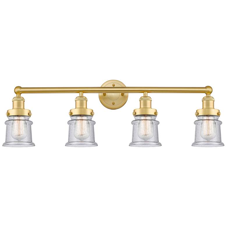 Image 1 Canton 32.25" Wide 4 Light Satin Gold Bath Vanity Light With Seedy Sha