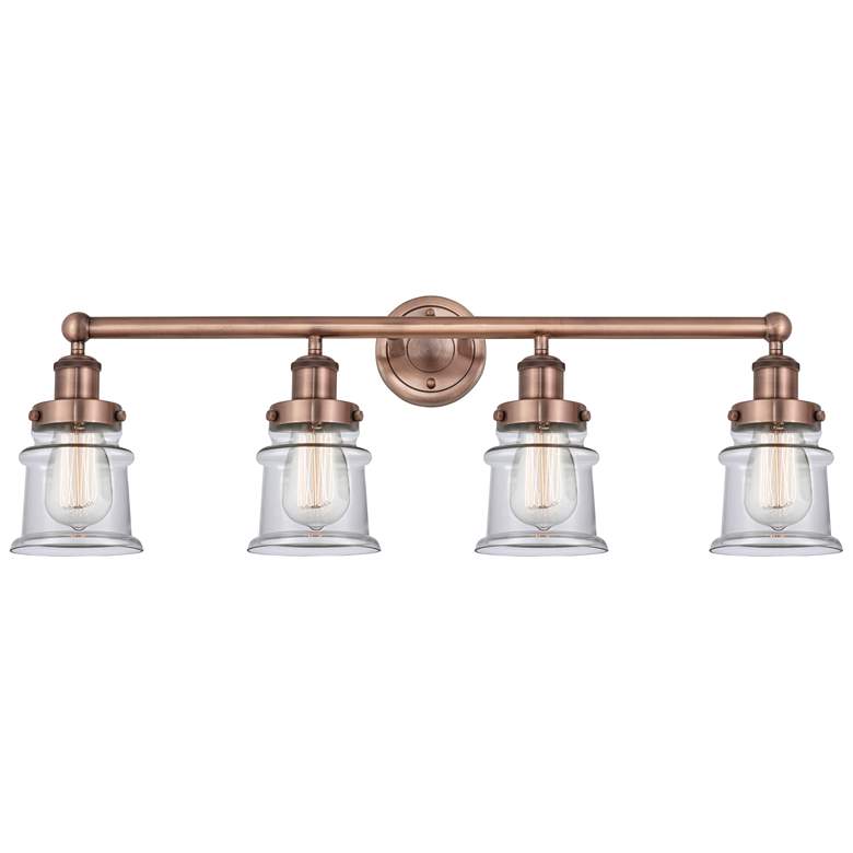 Image 1 Canton 32.25"W 4 Light Antique Copper Bath Vanity Light With Clear Sha