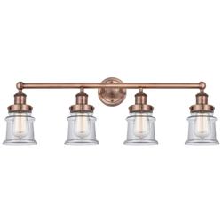 Canton 32.25"W 4 Light Antique Copper Bath Vanity Light With Clear Sha