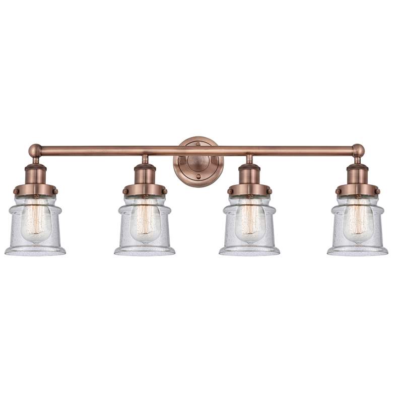 Image 1 Canton 32.25"W 4 Light Antique Copper Bath Vanity Light With Seedy Sha