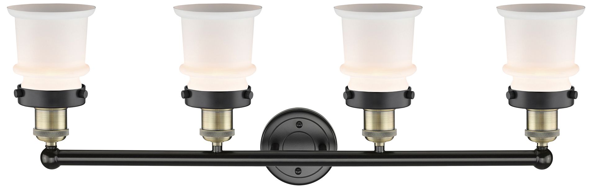 Image 2 Canton 32.25"W 4 Light Black Brass Bath Vanity Light w/ Matte White Sh more views