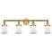 Canton 32.25"W 4 Light Brushed Brass Bath Vanity Light w/ Matte White