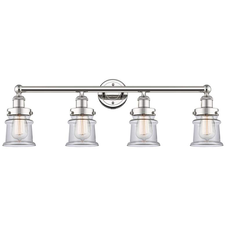 Image 1 Canton 32.25"W 4 Light Polished Nickel Bath Vanity Light With Clear Sh