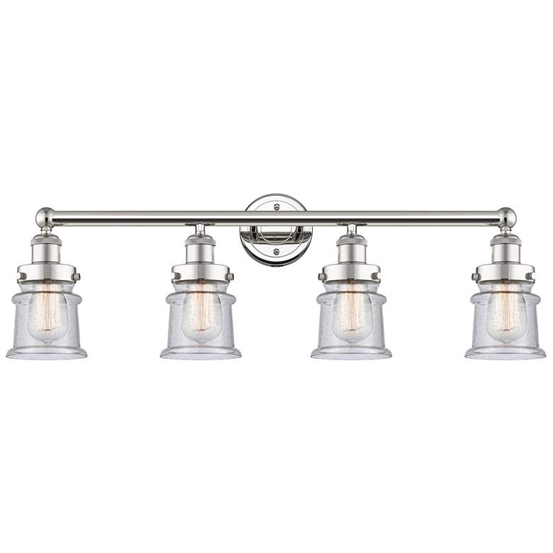 Image 1 Canton 32.25"W 4 Light Polished Nickel Bath Vanity Light With Seedy Sh