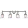 Canton 32.25"W 4 Light Polished Nickel Bath Vanity Light With Seedy Sh