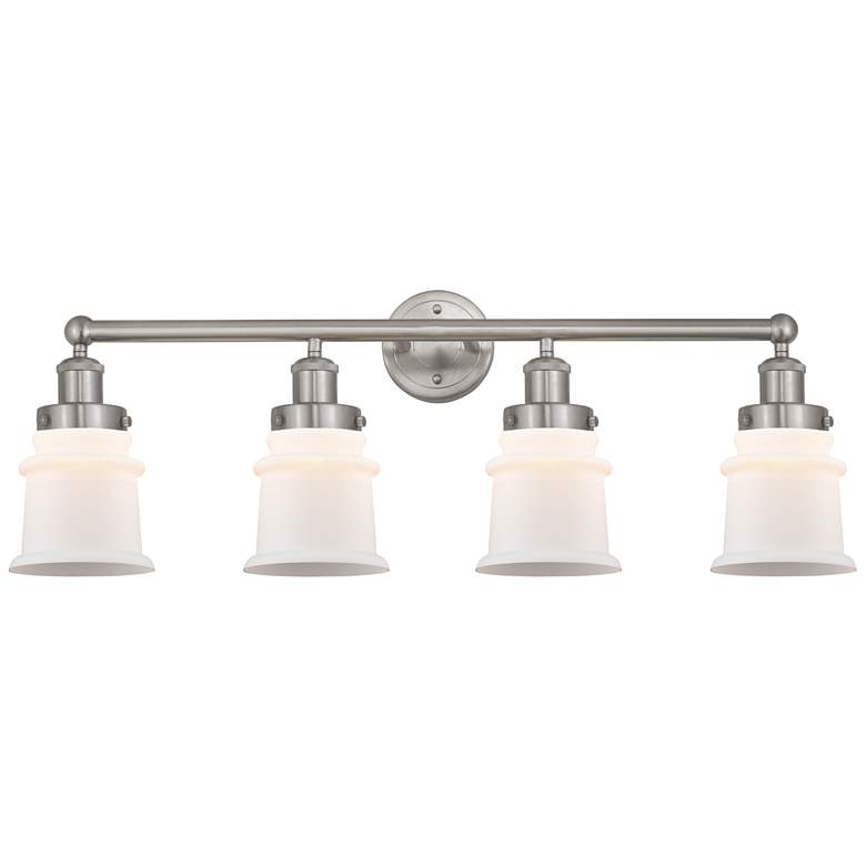 Image 1 Canton 32" 4-Light Brushed Satin Nickel Bath Light w/ Matte White Shad