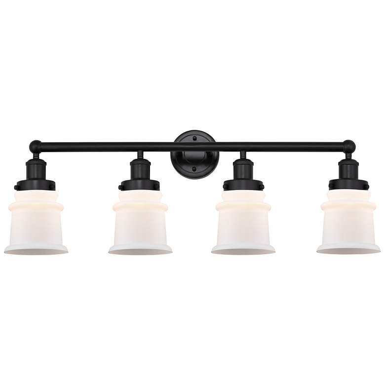 Image 1 Canton 32" 4-Light Matte Black Bath Light w/ Matte White Shade
